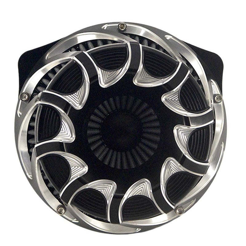 AGECO Cleaner Motorcycle Air Filter Harley CNC Cut Intake Turbine Chrome Black Kit for Touring 2017 - 2020 Softail 2018 - 2020 Road King 2017 - 2020 (Chrome&Black, Fitment - D) - Image 2